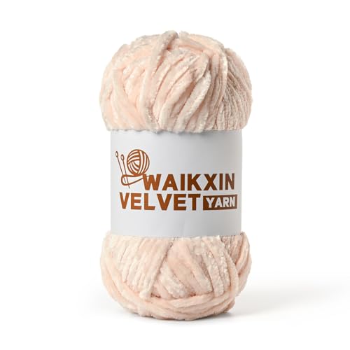 Chunky Chenille Yarn for Crocheting, Baby Yarn for Crocheting Soft, Plush Velvet Yarns, 100g (87.4 yds) Fluffy Yarn for Crochet Amigurumi (Pearl Pink) - color: Pearl Pink