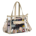 Clear Tote Bag for Women Thick PVC Clear Bag Transparent Stadium Bag with Guitar Strap - color: Beige