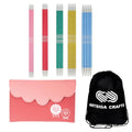 KnitPro Zing Starter 6-Inch DPN Double Pointed Knitting Needle Set | US 0, 1.5, 2.5, 4, 6 Incl. Color-Coded Aluminium, Tapered Tips, Slick Yarn Gide, Fabric Case & Project Bag