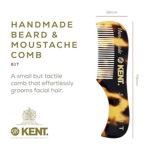 Kent 81T FOT Tokyo Yellow Beard Pocket Comb Set for Men - Beard Kit for Travel and Home, Mustache Comb for Men, Mini Comb Beard Combs for Mens Grooming, Sawcut Hand polished Made in England - color: Yellow Tokyo