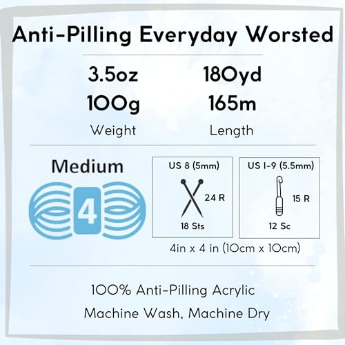 Premier Yarns Anti-Pilling Everyday Parchment 100-70 | 3 Skeins, Same Dye Lot, Project Bag, #4 Worsted, 100% Anti-Pilling-Acrylic, Ideal for Crochet or Knitting Blankets, Scarves - color: Dn100-70-Parchment