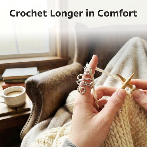 Crochet Tension Ring, Adjustable Crochet Ring for Finger, Works to Loop Yarn, Crochet Accessories, Crochet Supplies, Crochet Hooks, Gift, Resizeable, 1 Count (Silver) - color: Silver