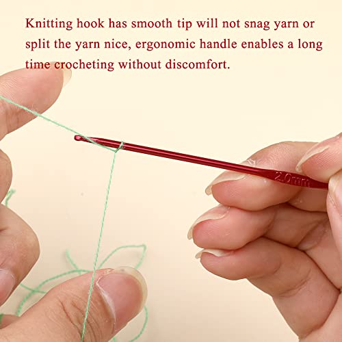 Iuuidu 2mm Aluminum Crochet Hook, Smooth Crochet Needles | Ergonomic Handle Knitting Needles for Yarn Craft, Great Handmade DIY Present for Friends, Random Color - color: Aluminum Crochet Hook, size: 2.0mm
