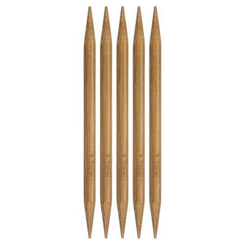 HARFINGTON 5Pcs Bamboo Knitting Needles Double Pointed Size US 11(8mm) Carbonized 6 Inch(15cm) Straight for Handmade Creative DIY Knitting Craft Yarn Projects - size: US 11(8mm)
