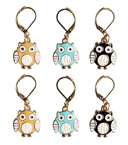 6pcs Cute Owl Crochet Removable Locking Stitch Markers for Knitting and Crocheting Colourful Owl Metal Charms Knitting Supplier Gifts