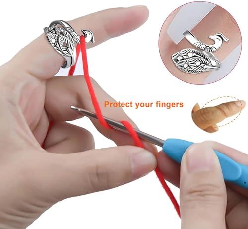 Crochet Ring, Adjustable Crochet Accessories Crochet Stuff Crochet Ring for Finger Yarn Guide Knitting Accessories Crochet Tension Rings for Crocheting,Crochet Tools for Mother Grandma Gifts- Multicolor 7 Pack - color: Multi-color, size: 7PCS