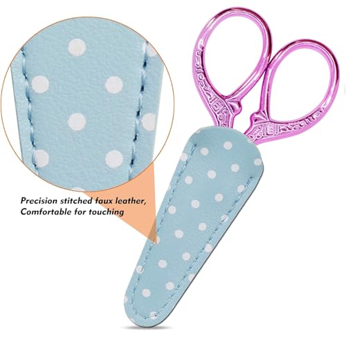 3.6 inch Embroidery Scissors with Sheath Sharp Sewing Crochet Cross Stitch | Craft Scissors with Leather Cover Stainless Steel Sewing Scissors for Needlework DIY Craft Thread Cutting Multi Purpose - color: Purple