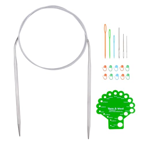 Hobekoee Circular Knitting Needle 40 inch (100cm),Size US 7 (4.5mm) Stainless Steel Round Knitting Needles for Smoothly Knit Blanket,Sweater,Coaster,Socks - size: US 7(4.5mm)
