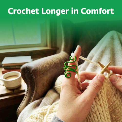 Crochet Tension Ring, Adjustable Crochet Ring for Finger, Works to Loop Yarn, Crochet Accessories, Crochet Supplies, Crochet Hooks, Gift, Resizeable, 1 Count (Green) - color: Green