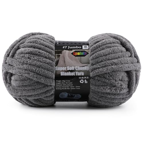 Super Soft Chunky Chenille Yarn for Crocheting & Knitting - 3.52oz/38.2yd per Skein, Ultra Plush Velvet Yarn for Baby Blankets, Amigurumi & Crafts, Charcoal Gray, 1 Skein - color: Charcoal Gray