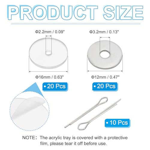 PATIKIL 16mm Doll Joints, 10 Set Removable Cotter Pin Joints Connector and Acrylic Tray for Bear Limbs Making Head Joints DIY Crafts Accessories - size: 16mm