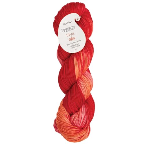 KnitPro Symfonie DK Weight Merino Wool Yarn 240yds, 100g, Berry Bowl | 100% Extrafine Merino, Hand Dyed, OEKO-TEX Certified, Superwash, Colorfast, #3 Yarn Skein for Knitting & Crochet - color: Berry Bowl
