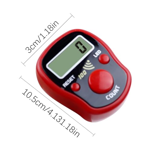 Hand Counter Clicker LED Digital Display Handheld | Finger Counter Clicker for Golf, Goods Counting, Running Laps, Knitting Rows, Participants, Game Scores, Coaching - color: Red