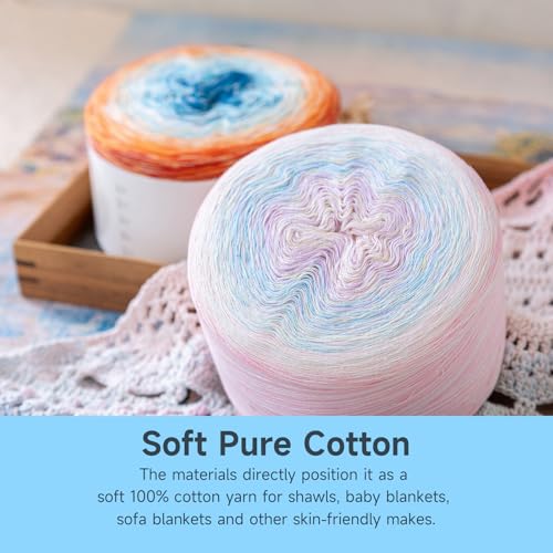 Susan's Family Summer Bloom Cotton Yarn - 2x400g/1531Yds - Floral Fantasia | Soft Fingering gradient yarn, Crochet and Crafts - color: 04#Floral Fantasia