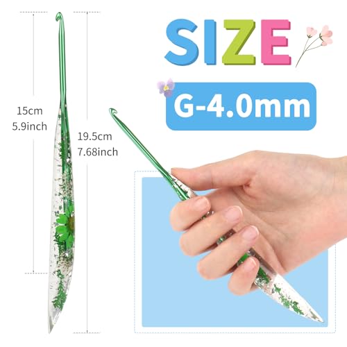 Coopay Crochet Hook, 4mm Ergonomic Crochet Hook with Floral Plastic Grips | Long Crochet Needles for Crocheting,Stylish and Unique, Ideal for Crocheting Blankets, Dolls, Shawls, Hats, Scarves (G-4.0mm) - size: G-4.0mm