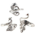 Anu Limen 3 Pcs Adjustable Knitting Loop Rings, Metal Yarn Guide for Crochet and Knitting, Silver Open Thimble Holders, 2.1 cm