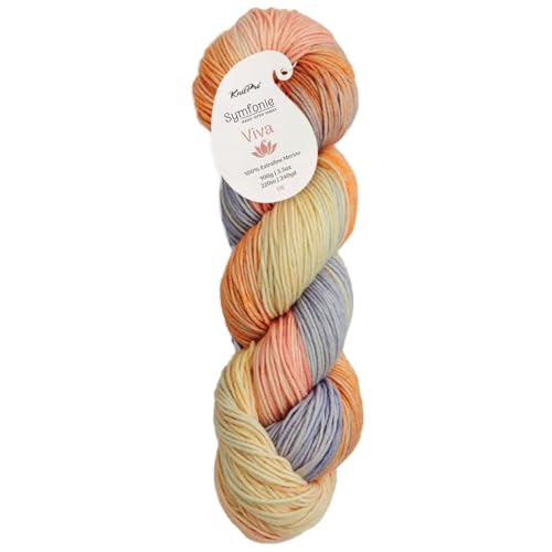 KnitPro Symfonie DK Weight Merino Wool Yarn 240yds, 100g, Beach House | 100% Extrafine Merino, Hand Dyed, OEKO-TEX Certified, Superwash, Colorfast, #3 Yarn Skein for Knitting & Crochet - color: Beach House