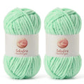 2 Pack Chunky Chenille Yarn for Crocheting, Baby Yarn for Crocheting Soft Blanket, 174.9 yds /7 oz Crochet Yarn, Bulky 5 Amigurumi Yarns, Fluffy Velvet Yarns for Knitting Crafts (2 Mint Green) - color: 2 Mint Green
