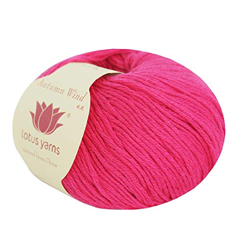Lotus Yarns 5 Balls Autumn Wind Cotton Cashmere Blend Knitting Yarn Fingering Weight Crochet Yarn for Garments Soft Baby Clothes(15-Fuchsia) - color: 15-Fuchsia
