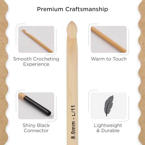 Knitter’s Pride Bamboo Luxe Afghan/Tunisian Crochet Hook - US L(8mm) - size: 8.00mm