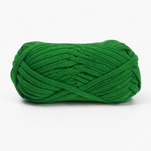 T-Shirt Yarn for Crochet Bags, Rugs & Slippers – 100g Thick Fabric Tube Yarn for DIY Handbags, Baskets, Home Crafts (10 Grass Green) - color: 10 Grass Green
