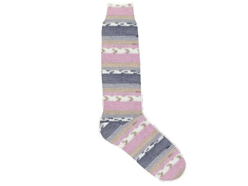 (1) 100 Gram Smart Sock Yarn - Superfine, Fingering, Superwash Wool and Nylon, 437 Yards, Self-Striping Pink Grey Tan White