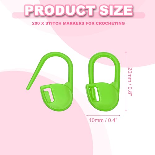 PATIKIL Crochet Stitch Markers, 200Pcs Plastic Knitting Markers Needle Pin Locking Stitch Marker for Sewing Crocheting DIY Craft, Green - color: Green