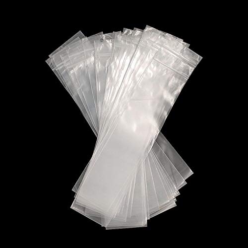 Long Jewelry Plastic Bags - 100pcs, 2 Sizes, Zip Seal Storage Bags with Hang Hole for Packaging Shipping Incense - size: 2 x 8" 100ct