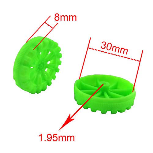 EUDAX 300 PCS 30mmx8mm Plastic Roll 2mm Dia Shaft Toys Wheel and 2mmx100mm STEM Shaft Round Rod Axles for DIY Toy RC Car Truck Boat Helicopter Model Part Building Projects (Green) - color: Green