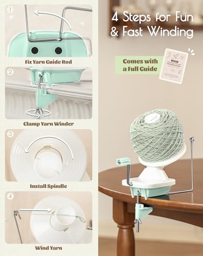 Adhafera Yarn Winder, Ball Winder for Crocheting, Yarn Spinner for Knitting | 4oz, Durable ABS Plastic, Manual, Easy to Use, Quick Install, Protable, The Helper for Yarn Collection Lovers - color: Green Winder