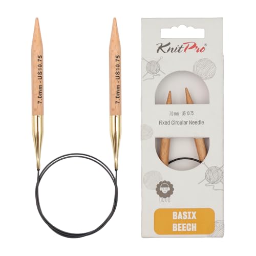 KnitPro Basix Beech Fixed Circular Needles 47" (120cm) | US Size 10.75 (7mm) - size: US 10.75 (7mm)