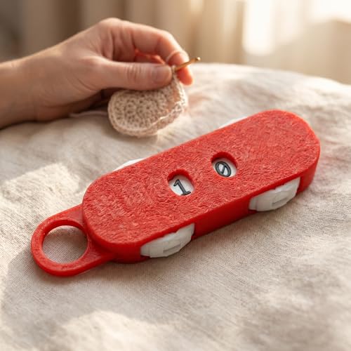 3D Printed Knitting Counter Universal Manual Knitting Stitch Counter for Crocheting Double Digits Spinner Knitting Needle Marking Tool (White) - color: White