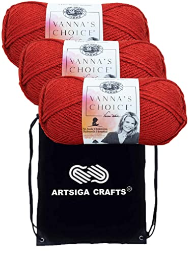 Lion Brand Yarn Vanna'S Choice 860-133 Brick | 3 Skeins, Same Dye Lot, Project Bag, CYC #4 Worsted, 100% Acrylic, Ideal for Crochet, Knitting Blankets, Hats, Scarves - color: 860-133-Brick