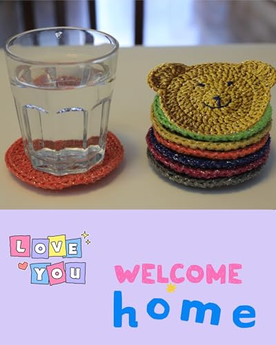 Crochet Kit for Beginners, 6 Pcs Crochet Coasters Starter Kit with Step by Step Paper-Based Tutorials, Includes an Easy-to-Use Crochet Toolkit, Yarn, Crochet Hook