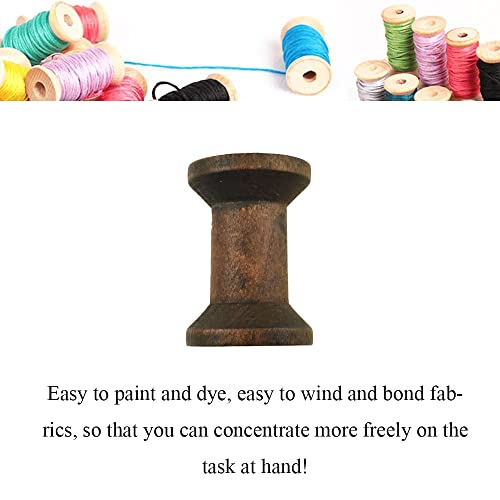 HAHIYO 1.2Inch/3cm 25PCs Vintage Coffee Color Wood Spool - Retro Unfinished Wooden Thread Spools for Textile Wire Weaving Ribbon Crafts DIY Art Education - Smooth, Rotatable Bobbins - color: Retro Coffee Color, size: 1.2Inch-25P
