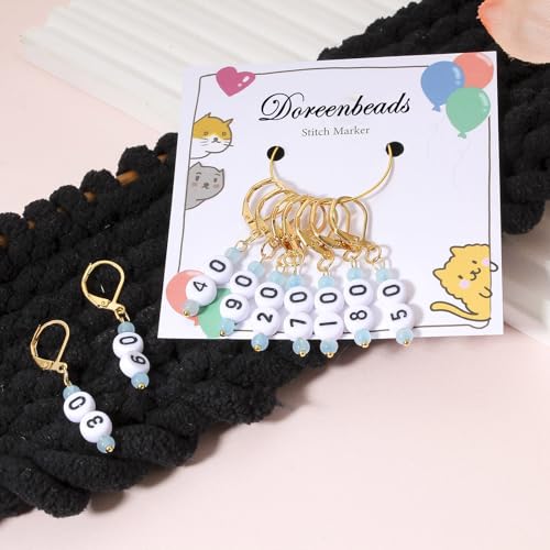 DoreenBeads Stitch Markers for Crocheting and Knitting | Alloy Enamel Crochet Marker Crochet Gifts for Knitting Weaving Sewing Accessories Quilting Jewelry Making - color: 10-90 Numbers Silver
