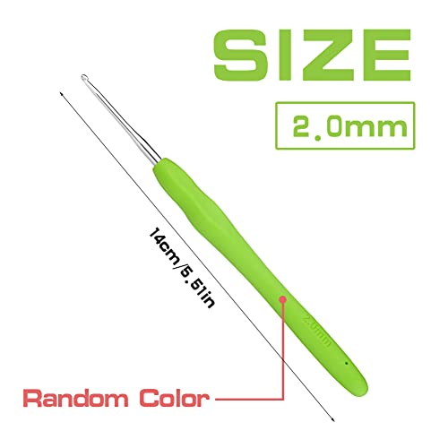 QMNNMA 2 mm Crochet Hook, Ergonomic Crochet Hooks for Arthritic Hands | Crochet Needles for Yarn, Knitting Needles for Beginners, Left-handed People Crocheting Yarn, Good for Making Blankets - size: 2mm