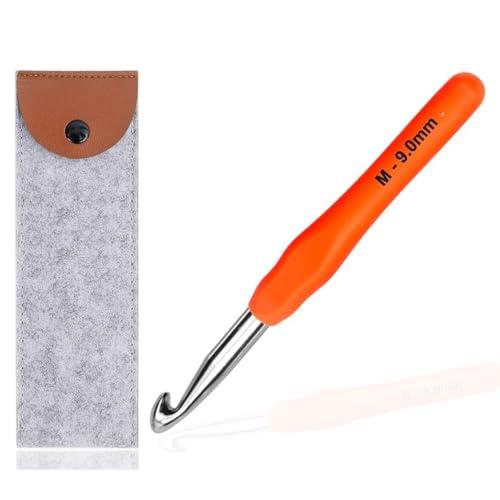 9 mm Crochet Hook, Ergonomic Handle for Arthritic Hands, Extra Long Knitting Needles for Beginners and Crocheting Yarn (9 mm) - size: Size 9 mm