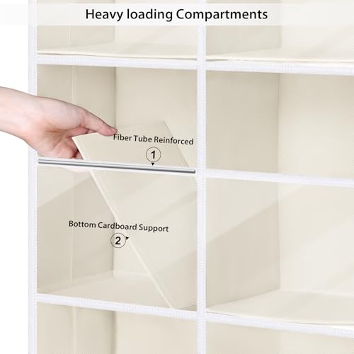 Univivi Hanging Yarn Storage Organizer with Side Pockets, 5 Tiers, Beige | 10 Clear Compartments, 10 Mesh Side Pockets, Large Capacity Hanging Yarn Organizer for Crochet Hook and Yarn Ball Storage - color: Beige, size: 5 LAYER