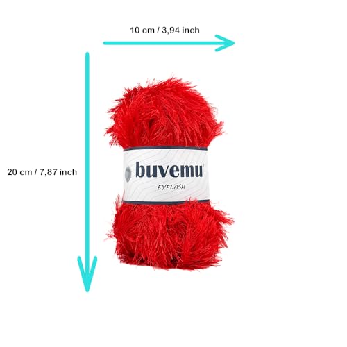 Eyelash Fun Fur Yarn for Crochet, Knitting, Bright Red, 5-Pack | 100% Polyester, 100 g (3.53 oz), 175 yd (160 m), Ideal for Amigurumi, Graduation Leis, Bags, Rugs, Scarves & Plush Toys - color: Bright Red, size: 5 Pack