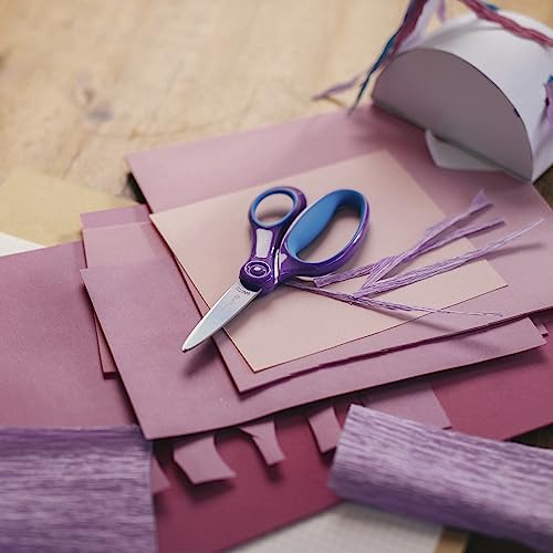Fiskars 6" Softgrip Big Kids Scissors, Ages 8-11, Turquoise-Purple Ombre | Scissors with Safety Edge Blades for School or Crafting, Ergonomic Handles Designed for Growing Kids, Back to School Supplies - style: Ombre