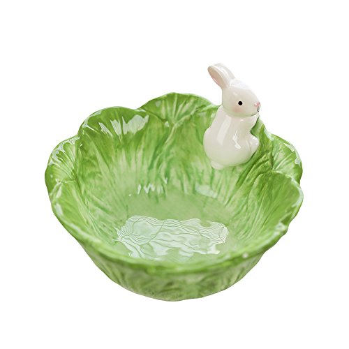 WAIT FLY Cute Cartoon Cabbage with Rabbit Shaped Ceramic Bowls Rice Bowls/ Salad Bowls/ Soup Bowls/ Saucer - color: Cabbage