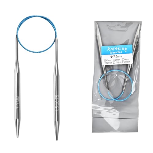 7.0mm Circular Knitting Needles - 16-inch/40cm US10.75 Ergonomic Stainless Steel Set with Tangle-Free Cable and Smooth Joints, Ideal for Hats, Socks, and Sleeves - size: 7.0mm/US10.75