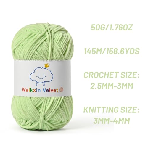 3 Pack Fluffy Chenille Yarn for Crocheting，Baby Yarn for Crocheting Soft，150g/5.28oz Velvet Amigurumi Yarn ，Fingering Weight Yarns for Crocheting Baby Blankets、DIY Craft.(3 Fresh Green) - color: 3 Fresh Green