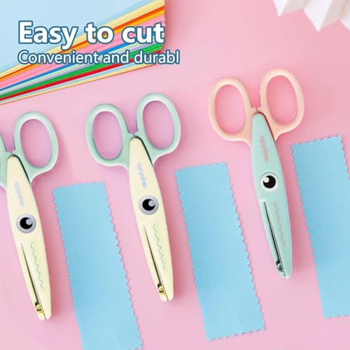 Scissors for Crafting (2-Pack)-Decorative Pattern Edge Craft Scissors,Suitable for Fun DIY Scrapbooking Crafting Projects for Kids Adults (Pink+Blue) - color: Pink+blue