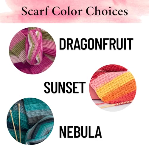 The Spinning Hand Knitting Kit for Beginners Adults – Educator-Designed, Self-Striping Wool Yarn, Bamboo Needles & Video Tutorials (Dragonfruit) - color: Dragonfruit