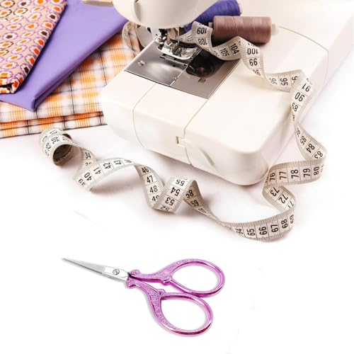 3.6 inch Embroidery Scissors with Sheath Sharp Sewing Crochet Cross Stitch | Craft Scissors with Leather Cover Stainless Steel Sewing Scissors for Needlework DIY Craft Thread Cutting Multi Purpose - color: Purple