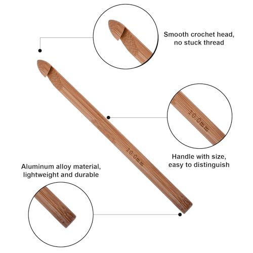 Skweawert 6Pcs 10mm Wooden Crochet Hook | Bulk Hand Needles, for Beginners, Women, College Students, Crocheters