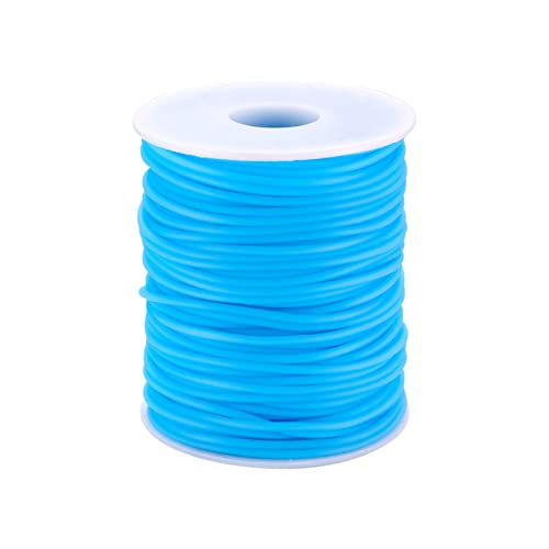 Beadthoven 2mm Hollow Pipe Rubber Tube Cords, 54.68Yards Barber Cord for Knitting Stitch Holder, Tubing Rubber Cord with Spool for Bracelet Jewelry Making DIY Crafts 1mm Hole - Deep Sky Blue - color: Deep Sky Blue, size: 2mm