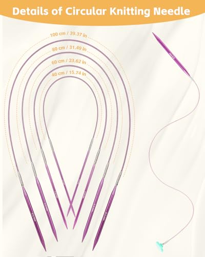 Aeelike Interchangeable Knitting Circular Needles 3-10.0mm, Purple Heart | Aluminum Interchangeable Knitting Needles with 4 Cables, Smooth Complete Needles Set for Socks Blankets Sweaters, Ideal Gift - color: Purple Heart